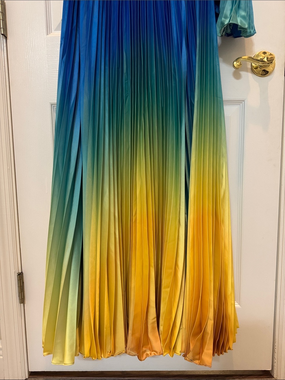 Mac Duggal 49903 Blue Pleated Charmeuse One Shoulder Ombre Gown Size 10 NWOT - Picture 11 of 13